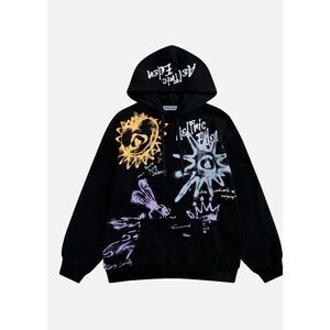 AELFRIC EDEN GRAFFITI HEARTIE GRAPHIC HOODIE SIZE MEDIUM NWT